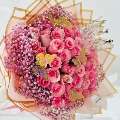 Rosas suaves Rosas rosadas claras Ramo de rosas Baby's breath Flores mixtas Regalo romántico Decoración de boda Arreglo floral