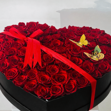 Mi amor heart box (75 roses)